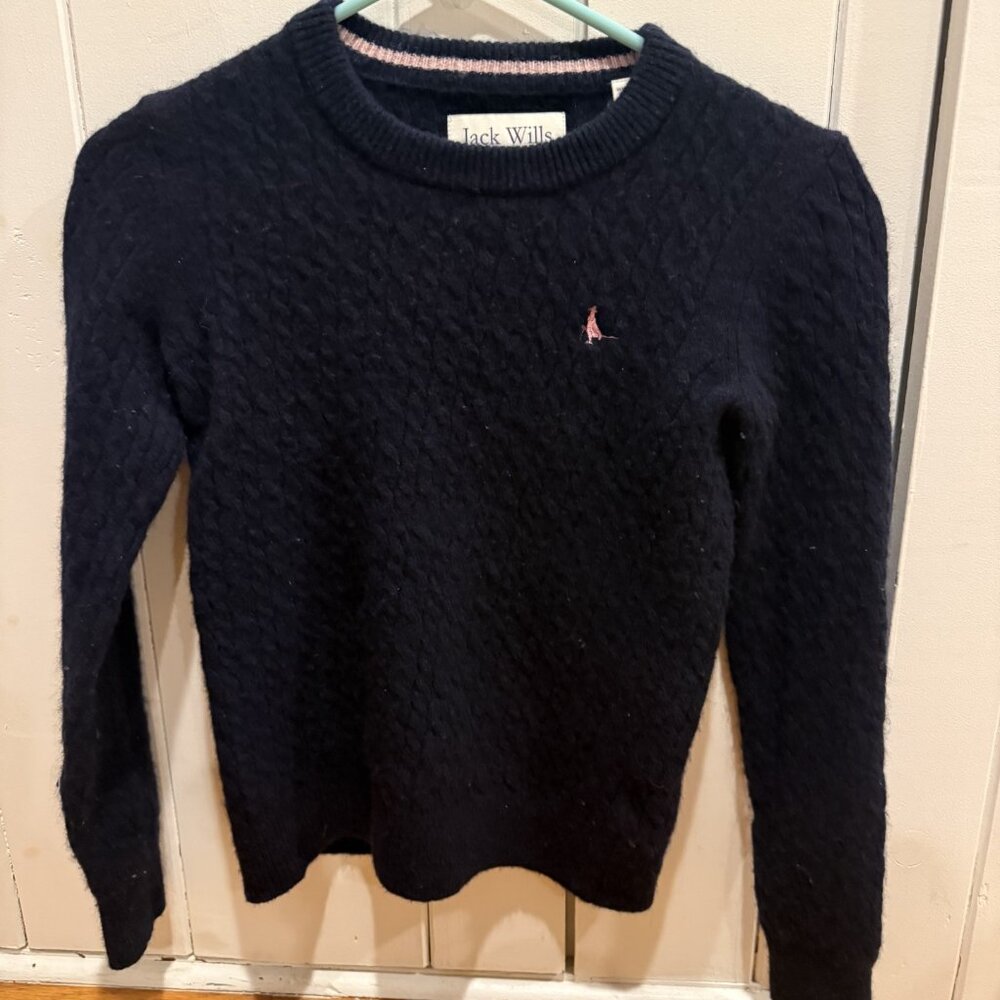Jack Wills Sweaters | Jack Wills Merino Wool Sweater Navy Womans 2 | Color: Blue